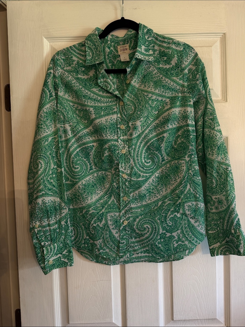 J. Crew Factory Green Paisley Button-Down Shirt S - Picture 2 of 4